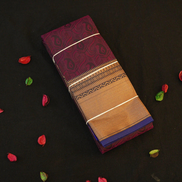 Plum Color Semi Silk Kanchipuram Saree - Vivaaha Silks & Sarees