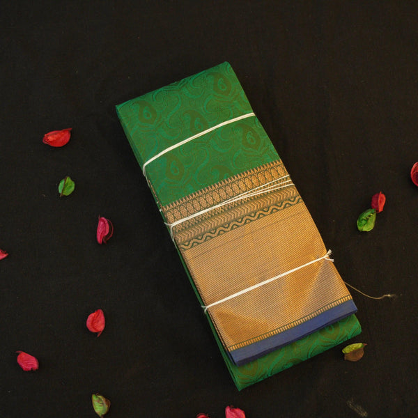Exquisite Basil Green Semi Silk Kanjivaram Sari - Vivaaha Silks & Sarees