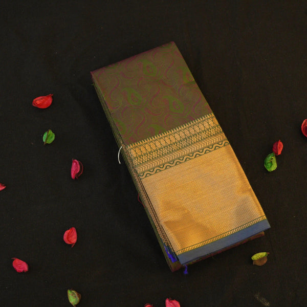 Timeless Olive Green Semi Silk Kanjivaram Sari - Vivaaha Silks & Sarees