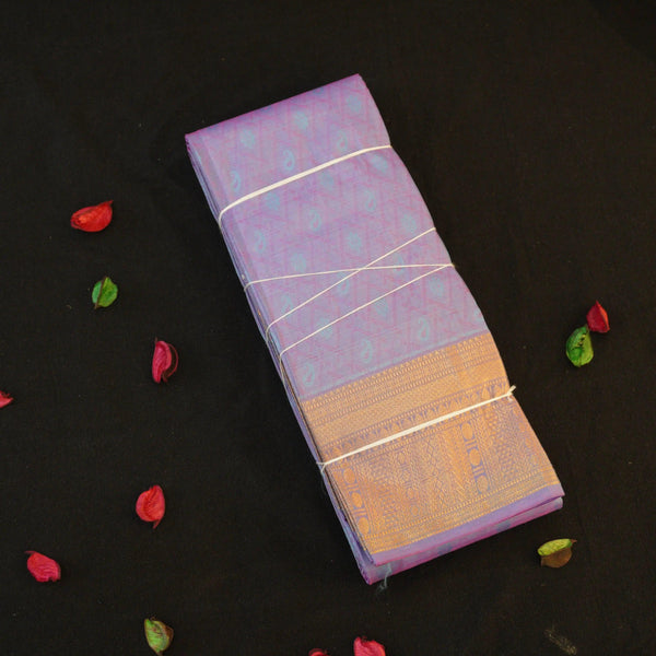 Elegant Beauty: Lavender Semi-Kanjivaram Silk Sari | Vivaaha Silks - Vivaaha Silks & Sarees