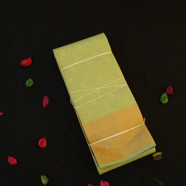 Elevate Your Style with Pear Green Semi Kanjivaram Silk Sari - Vivaaha Silks & Sarees