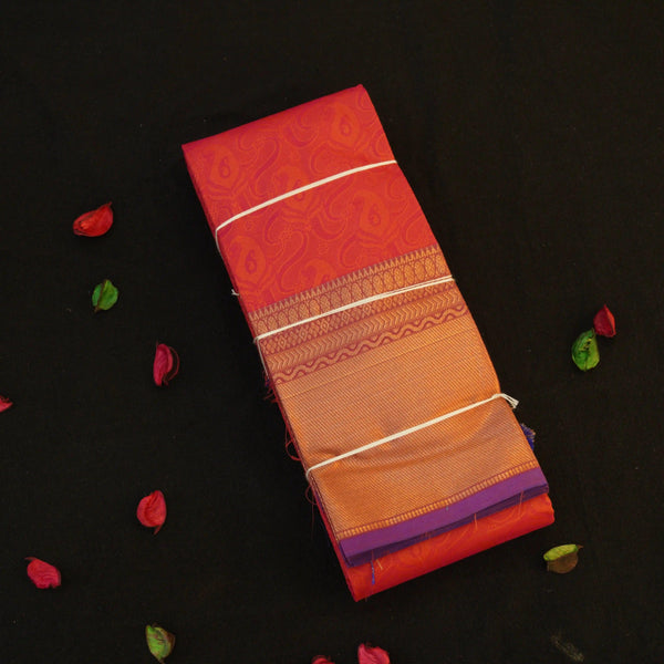 Elevate Your Style with Brick Red Semi Kanjivaram Silk Sari - Vivaaha Silks & Sarees