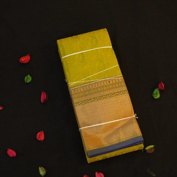 Elevate Your Style with Olive Green Semi Kanjivaram Silk Sari - Vivaaha Silks & Sarees
