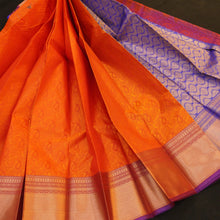 Load image into Gallery viewer, Orange Kanchipuram Semi Silk Saree with Mango Design - Vivaaha Silks & Sarees