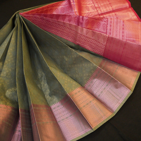 Exclusive Gray Semi Kanchipuram Silk Saree - Vivaaha Silks & Sarees
