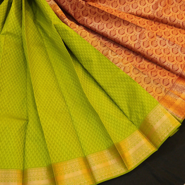 Elevate Your Style with Pear Green Semi Kanjivaram Silk Sari - Vivaaha Silks & Sarees