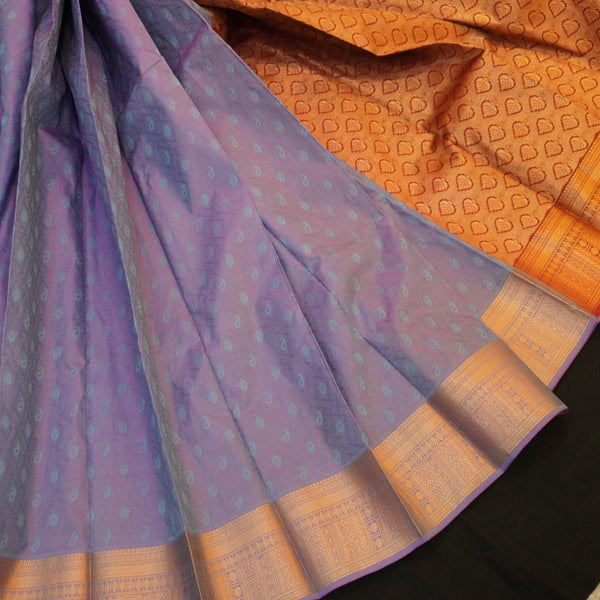 Elegant Beauty: Lavender Semi-Kanjivaram Silk Sari | Vivaaha Silks - Vivaaha Silks & Sarees