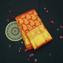 Load image into Gallery viewer, Red Bridal Kancheepuram Silk Saree with Gold Zari Mango Design - Vivaaha Silks & Sarees