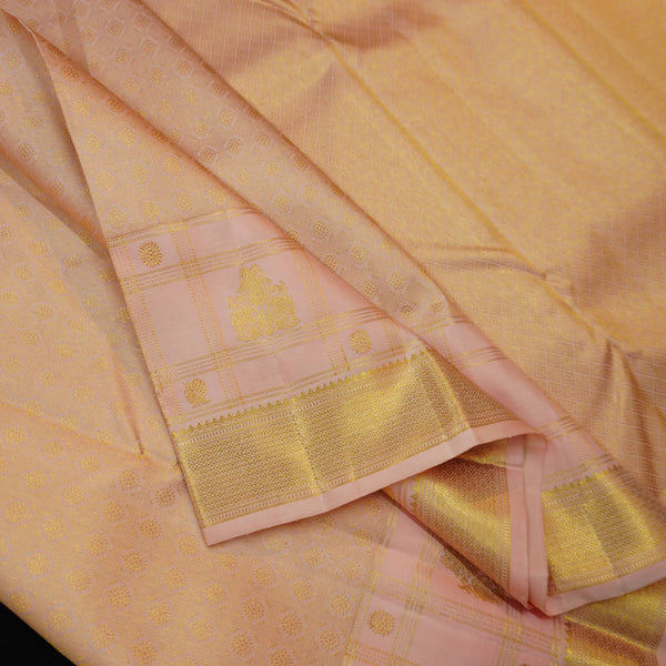 Peach Pink Kanchipuram Silk Saree · Pure Silk Saree · Bridal Silk Saree · Handloom Silk Saree · Traditional South Indian Saree · Wedding Silk Saree · Luxury Silk Saree . Designer Kanchipuram
