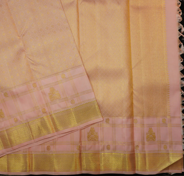Peach Pink Kanchipuram Silk Saree · Pure Silk Saree · Bridal Silk Saree · Handloom Silk Saree · Traditional South Indian Saree · Wedding Silk Saree · Luxury Silk Saree . Designer Kanchipuram