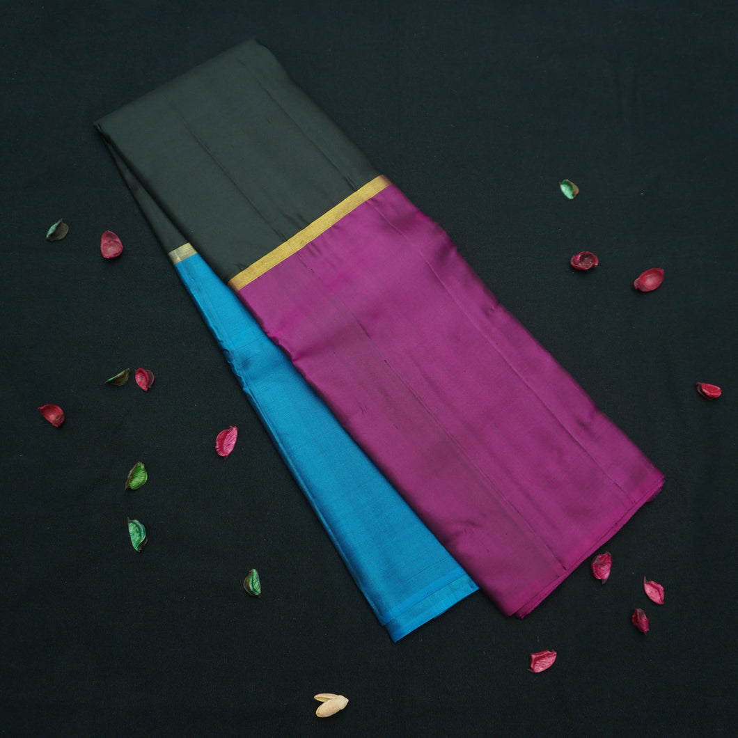 Black Mubbgam Kanchipuram Silk Saree