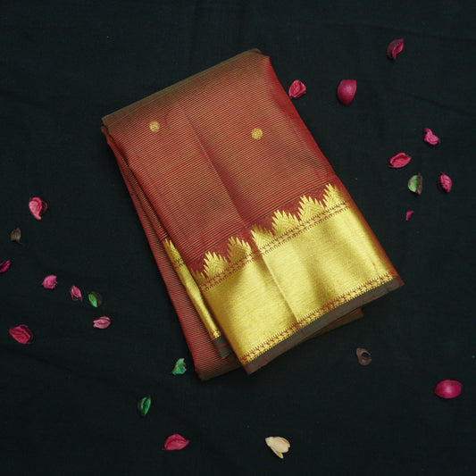 Maroon Vaira Oosi Butta Kanchipuram Handloom Silk Saree