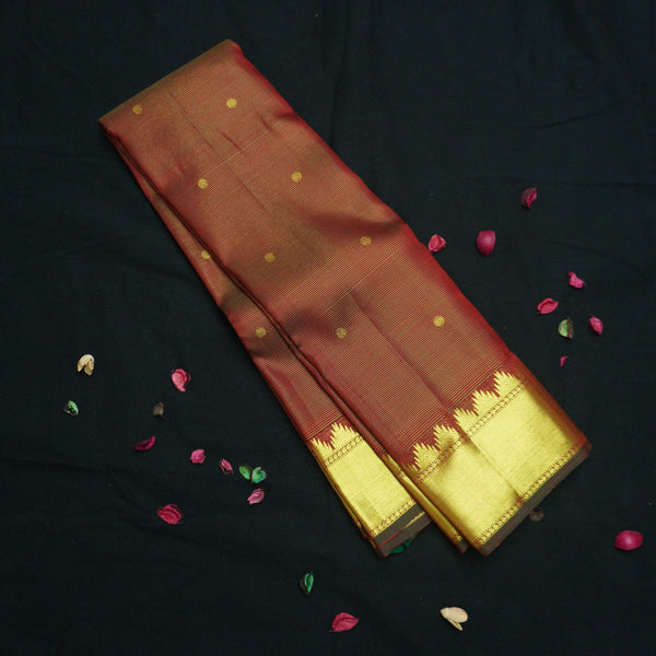 Maroon Vaira Oosi Butta Kanchipuram Handloom Silk Saree - Vivaaha Silks & Sarees