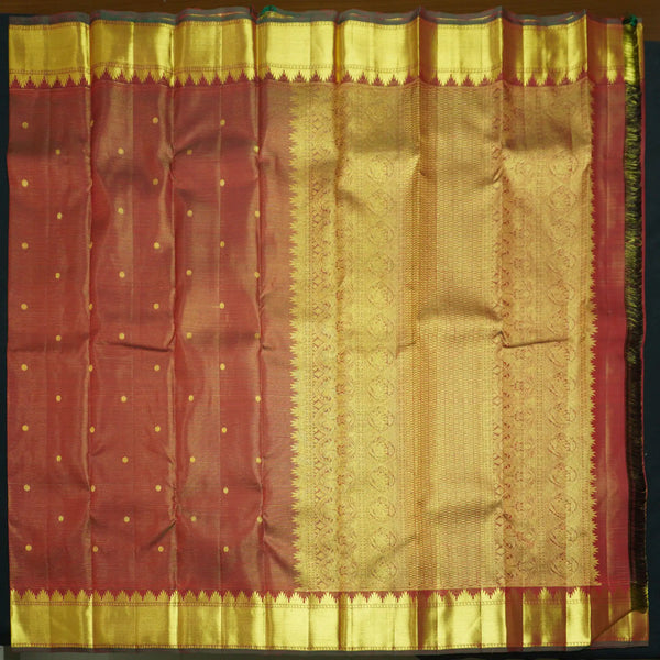 Maroon Vaira Oosi Butta Kanchipuram Handloom Silk Saree