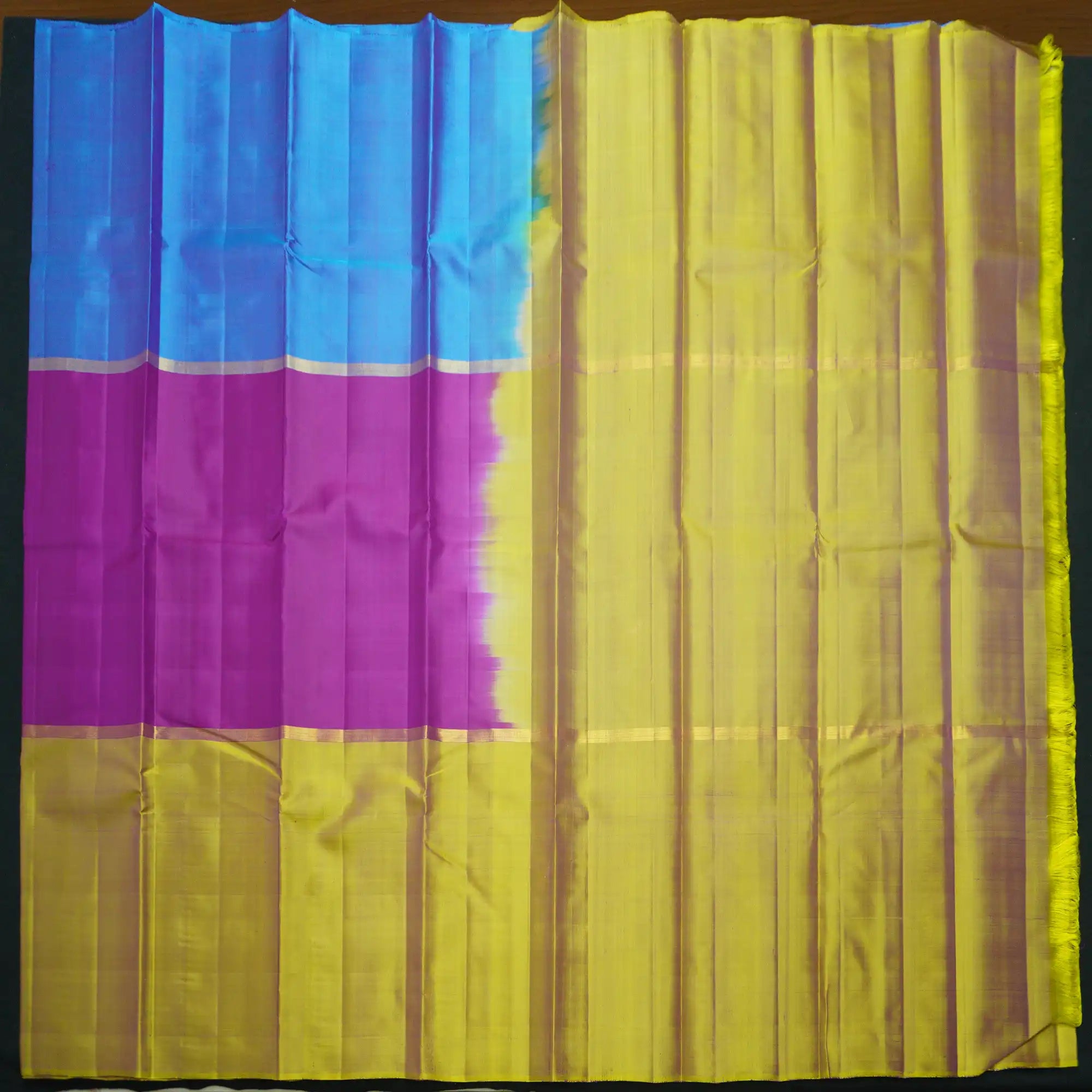 Purple with Pear Green Mubbgam Kanchipuram Silk Saree