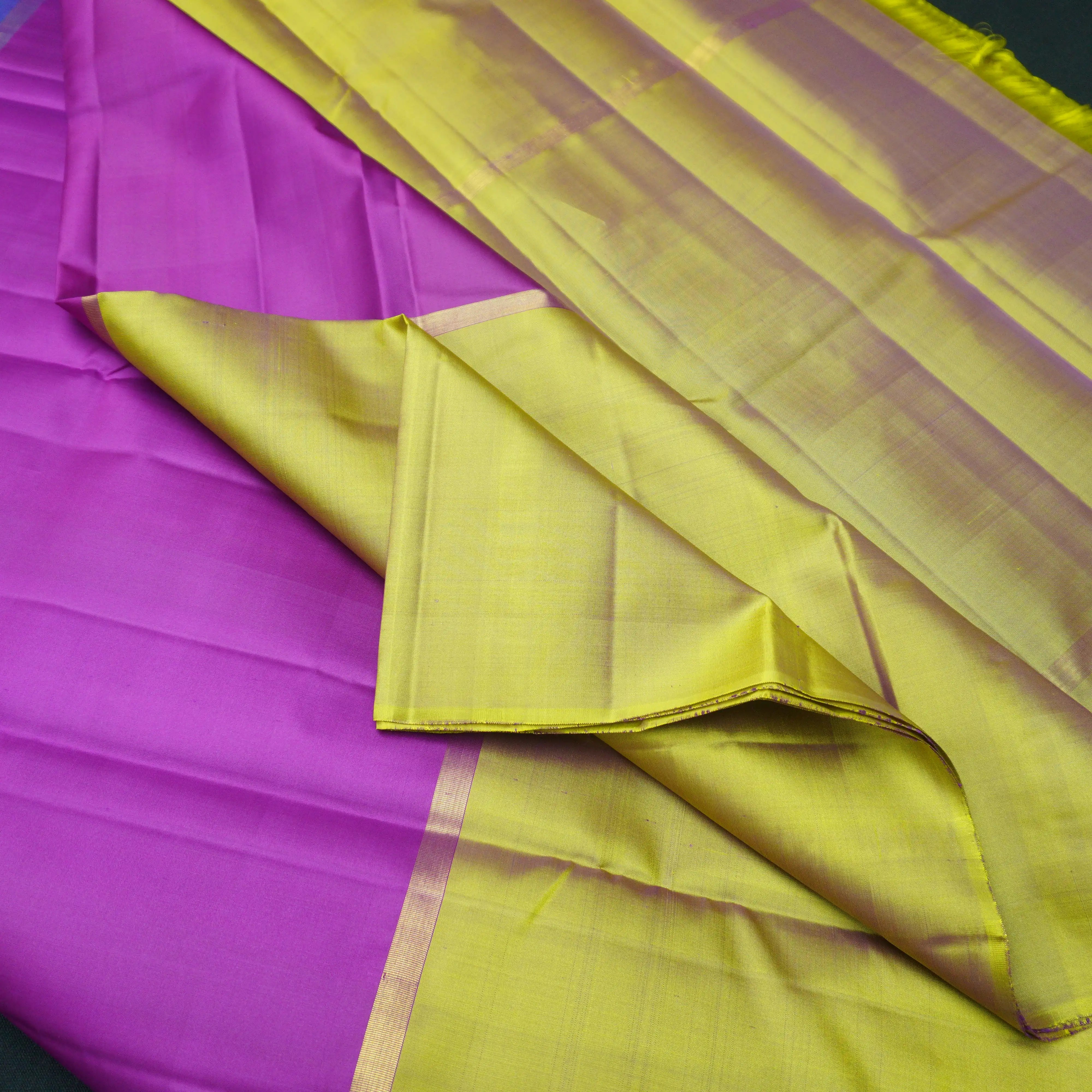 Purple with Pear Green Mubbgam Kanchipuram Silk Saree