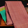Blush Pastel Zari Kattam with Gold & Silver Zari Brocade Design, Turquoise blue Silk Thread Work Korvai Border