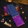 Navy Blue Zari Checks Kattam with Purple Border with Annam & Chakram Butta