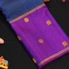 Navy Blue Zari Checks Kattam with Purple Border with Annam & Chakram Butta