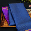 Navy Blue Zari Checks Kattam with Purple Border with Annam & Chakram Butta