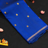 MS Blue Borderless Kanchipuram Silk Saree with tiny peacock & coin butta