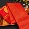 Chili Red Zari Kattam with Round Traditional Designer Peacock Butta in the Border