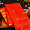 Chili Red Zari Kattam with Elephant and Round Peacock Butta, Multi Layered Traditional Designer Retta Pettu Border