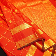 Load image into Gallery viewer, Chili Red Veldhari Kattam with Annam &amp; Rudraksham, Retta Pettu Border
