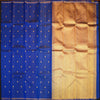 MS Blue Borderless Kanchipuram Silk Saree with tiny peacock & coin butta