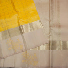 Load image into Gallery viewer, Sunshine Yellow with Silver Zari Kattam, Gray Border with Gold and Silver Fancy Butta Silk Saree
