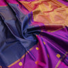 Navy Blue Zari Checks Kattam with Purple Border with Annam & Chakram Butta