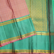 Load image into Gallery viewer, Blush Pastel Zari Kattam with Gold &amp; Silver Zari Brocade Design, Turquoise blue Silk Thread Work Korvai Border
