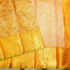 Golden Yellow Bridal Kanchipuram Tissue Silk Saree, Silver and Gold Zari Floral Designer Jacquard body design