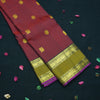 Wine Red Traditional Kanchipuram Handloom Silk Saree with Double Zari Border - Vivaaha Silks & Sarees