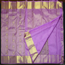 Load image into Gallery viewer, Lavender Bridal Kanchipuram Silk Saree with Gold Zari Brocade Design
