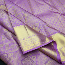 Load image into Gallery viewer, Lavender Bridal Kanchipuram Silk Saree with Gold Zari Brocade Design
