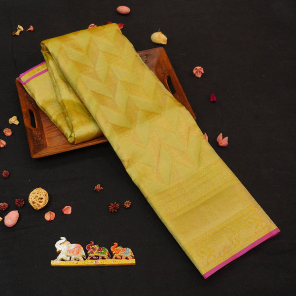 premiumwedding tissue kanchipuram silk saree in eleka green