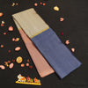  mubbagam kanchipuram silk saree in caramel brown, sandal, dusty blue colour with plain body, boderless saree