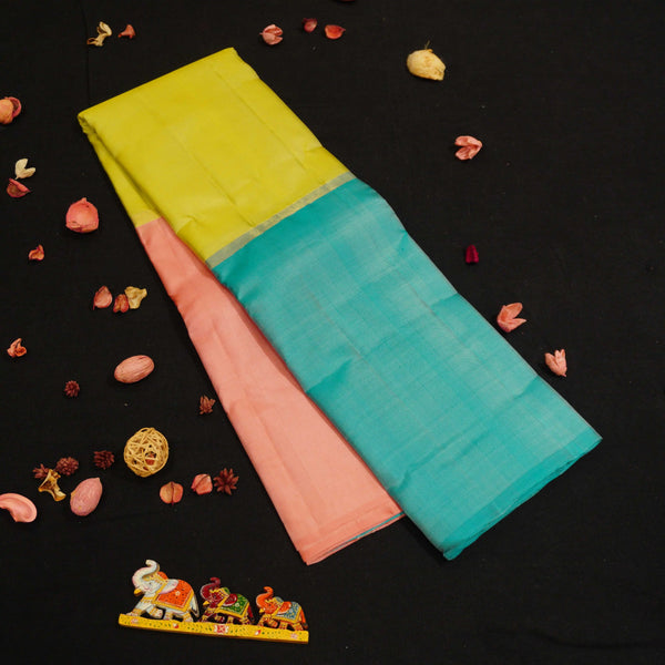 Light Weight Kanchipuram, Mubbagam Saree, Pastel Saree, Office Wear Silk Saree Soft Silk