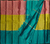 Light Weight Kanchipuram, Mubbagam Saree, Pastel Saree, Office Wear Silk Saree Soft Silk, Soft Peach, Yellow, Rich Teal Mubbagam Kanchipuram Silk Saree