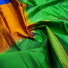  Mubbagam Kanchipuram Silk Saree in Blue,Orche Gold, Green Colour with Plain Body, Boderless Saree
