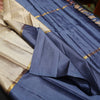  mubbagam kanchipuram silk saree in caramel brown, sandal, dusty blue colour with plain body, boderless saree