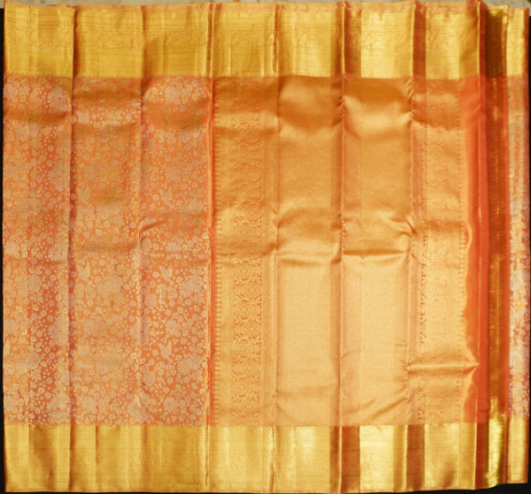 premiumwedding tissue kanchipuram silk saree in Ssoft Peach Colour
