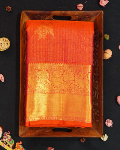 Orange Vaira Oosi Kanjivaram Silk Saree