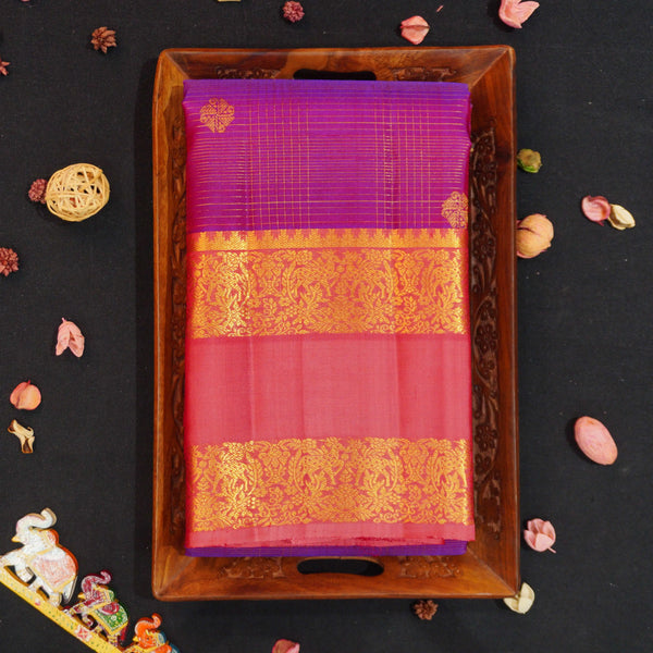  vaira oosi kanchipuram silk saree in Purple colour with Retta Pettu border