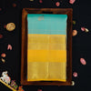 premiumkanchipuram silk saree inPastel Blue With Camel & Peacock Design 