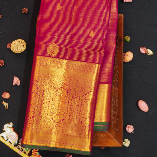 Magenta Pink Vaira Oosi Kanchipuram Wedding Silk Saree