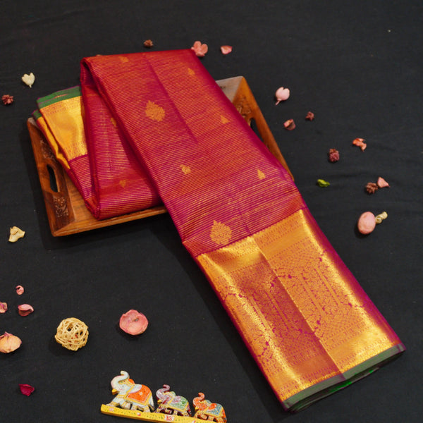 Magenta Pink Vaira Oosi Kanchipuram Wedding Silk Saree