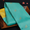 premiumkanchipuram silk saree inPastel Blue With Camel & Peacock Design 