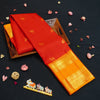 Red with Orange Retta Pettu Border Kanchipuram Silk Saree with Camel & Peacock motif